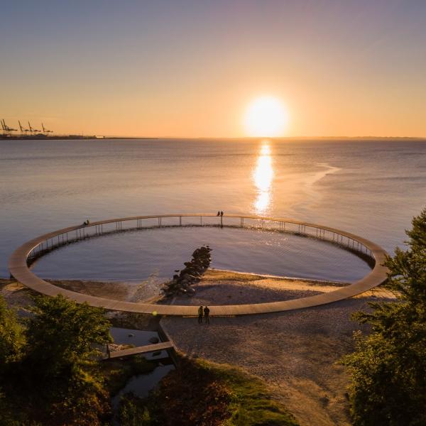 Sunrise at the Infinite Bridge outside Aarhus