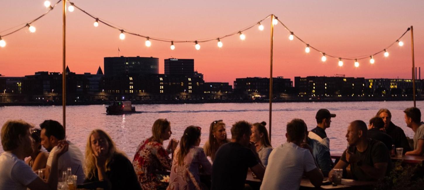 Summer evening at Reffen street food market in Copenhagen