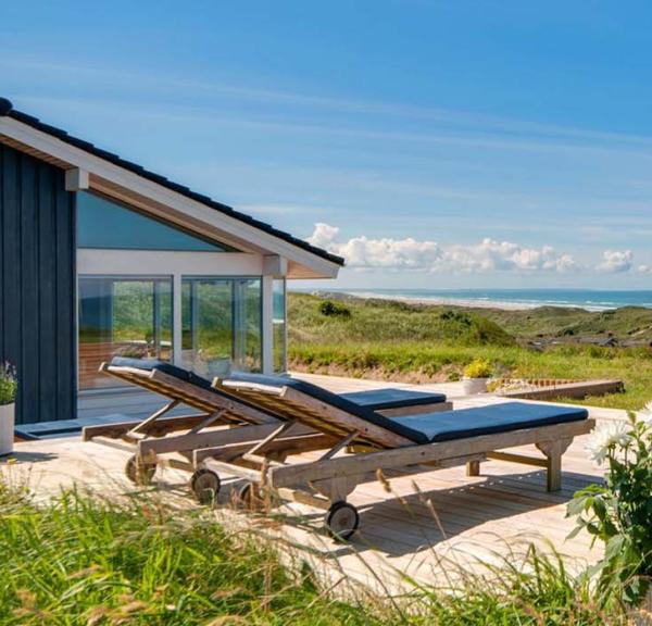 Utsikt over havet fra feriehus i Danmark, Sol og Strand