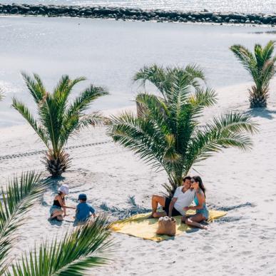 Familie op het Palmestrand van Frederikshavn in Noord-Jutland