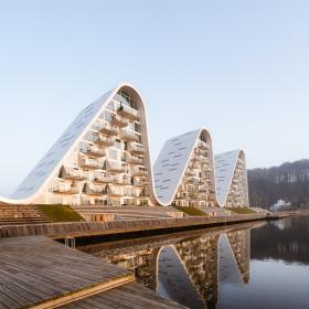 Apartment building "Bølgen" (The Wave) in Vejle, East Jutland in Denmark